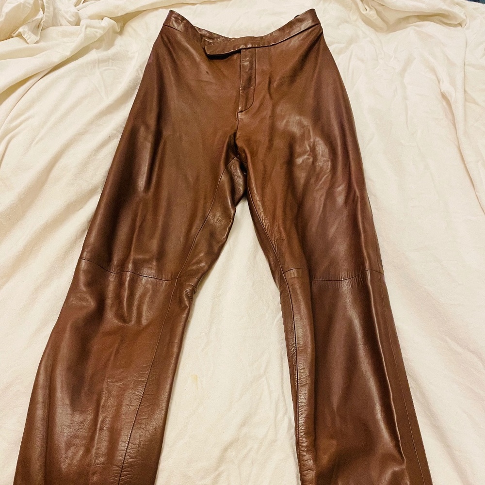 Ralph Lauren Purple Label Brown Leather Pants